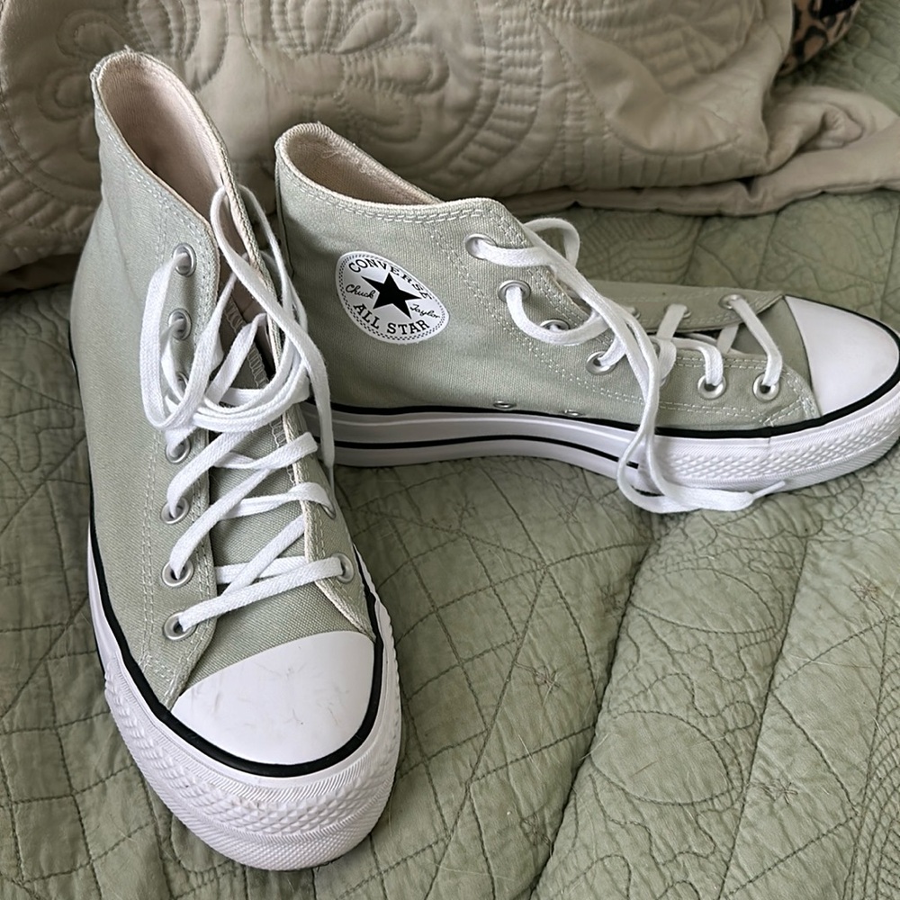 Sage green Converse platforms